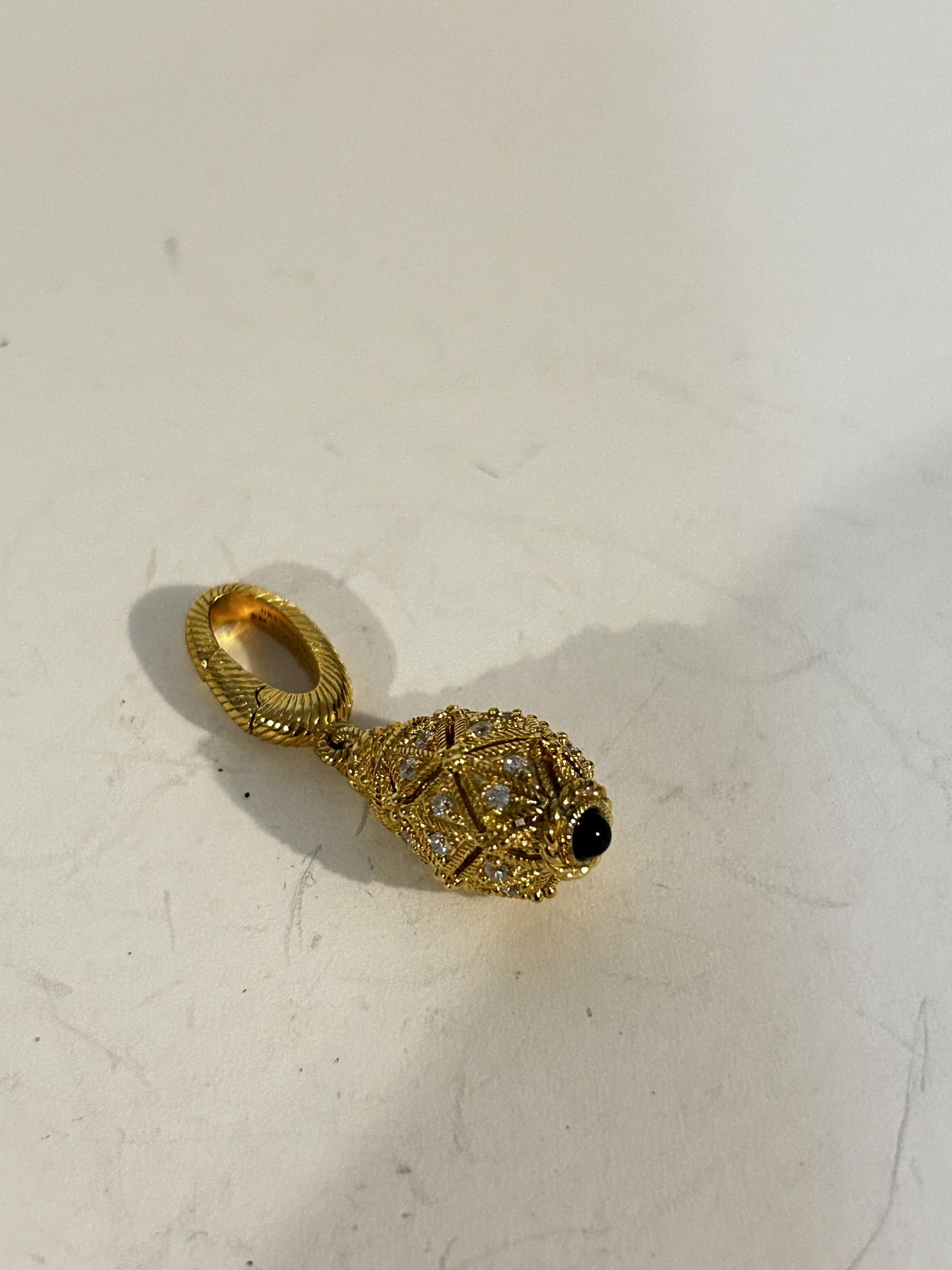 Judith Ripka Gold Tone Sterling Silver 925 Pave CZ Pendant Enhancer: Judith Ripka Gold Tone Sterling Silver 925 Pave CZ Pendant Enhancer Please view all photos as they are part of the description and condition of this Item, Feel free to contact me with questions or pic