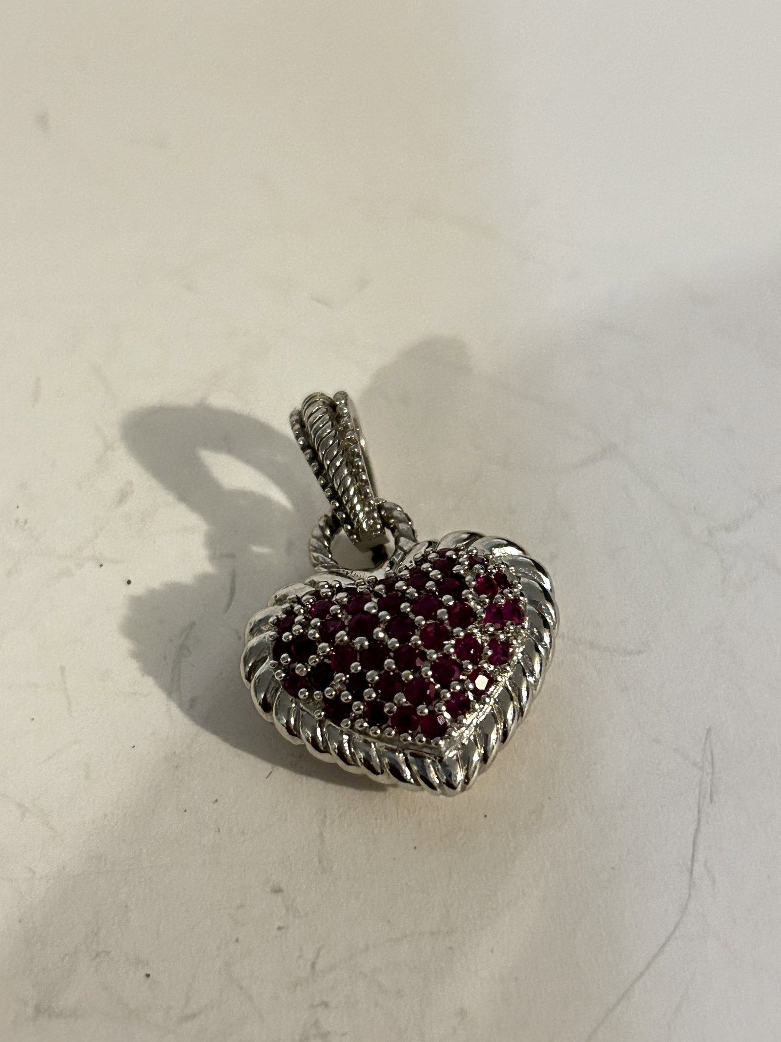 Judith Ripka Sterling Silver 925 gemstone Heart Pendant Enhancer (1 of 5)