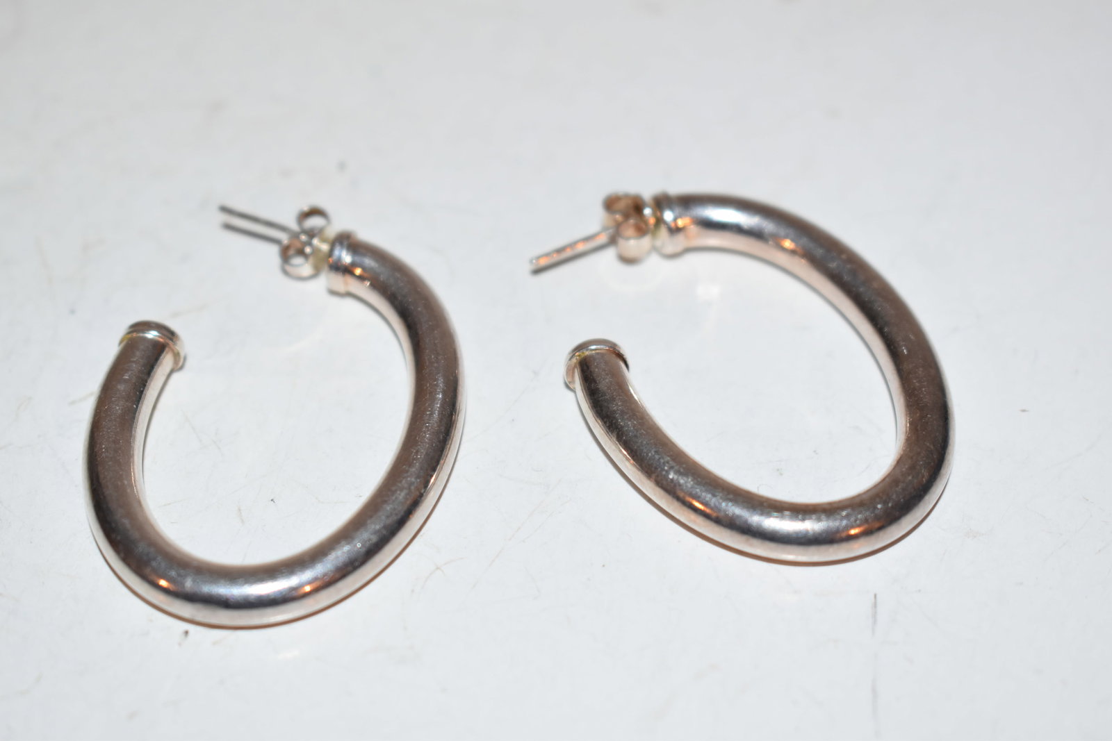 Vintage Sterling silver large hoop Earrings (1 of 4)