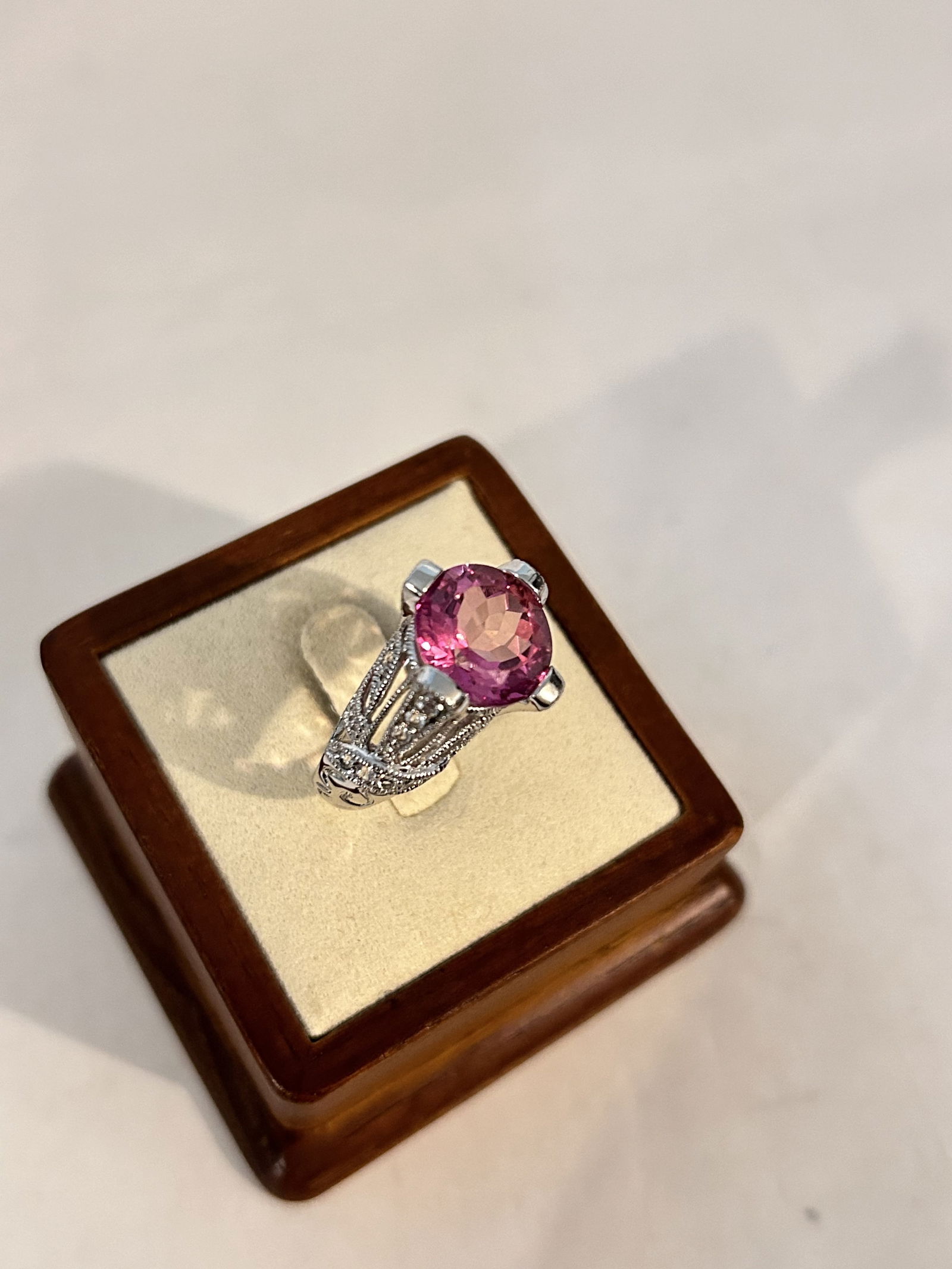 Vintage Sterling Silver tested pink topaz FP 925 Ring sz 9 (1 of 4)