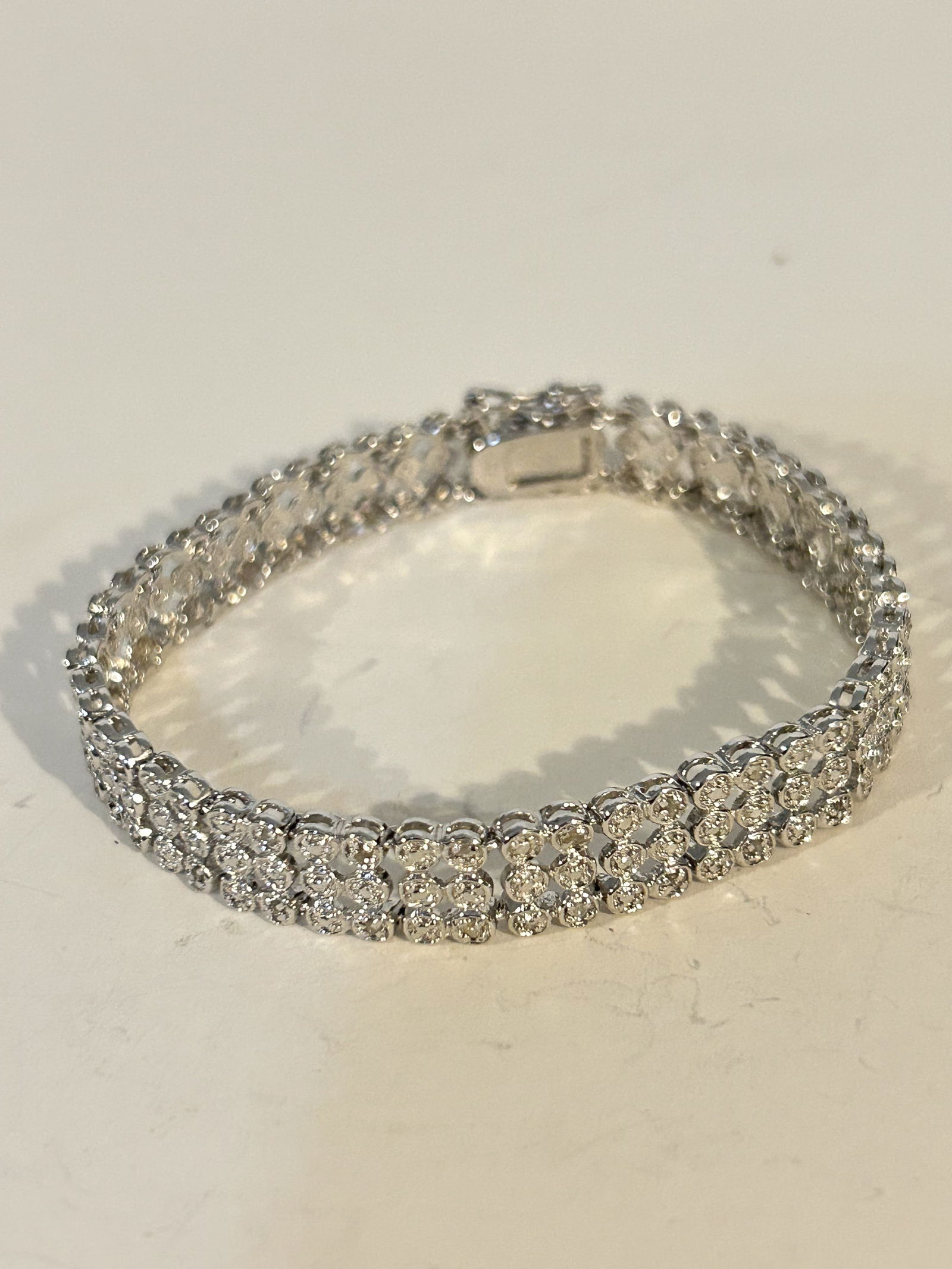Vintage Sterling Silver rhinestone Bracelet 7" (1 of 6)