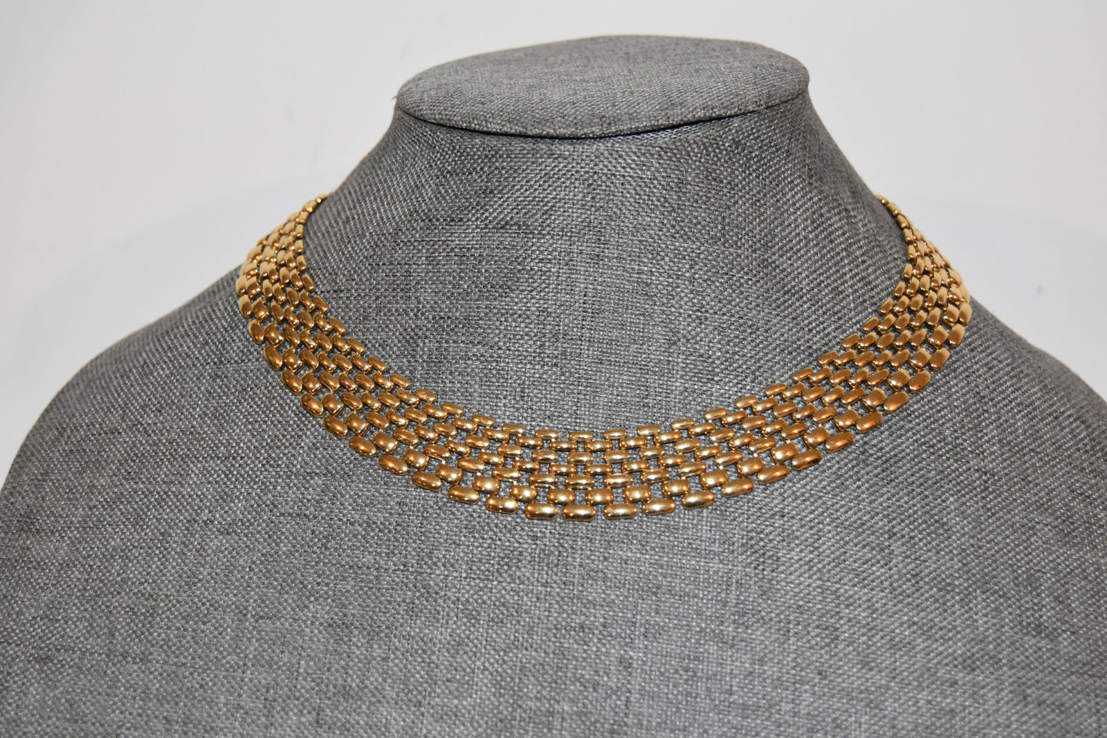 Vintage Napier Heavy Link Choker Gold Tone Statement Necklace 12" (1 of 4)