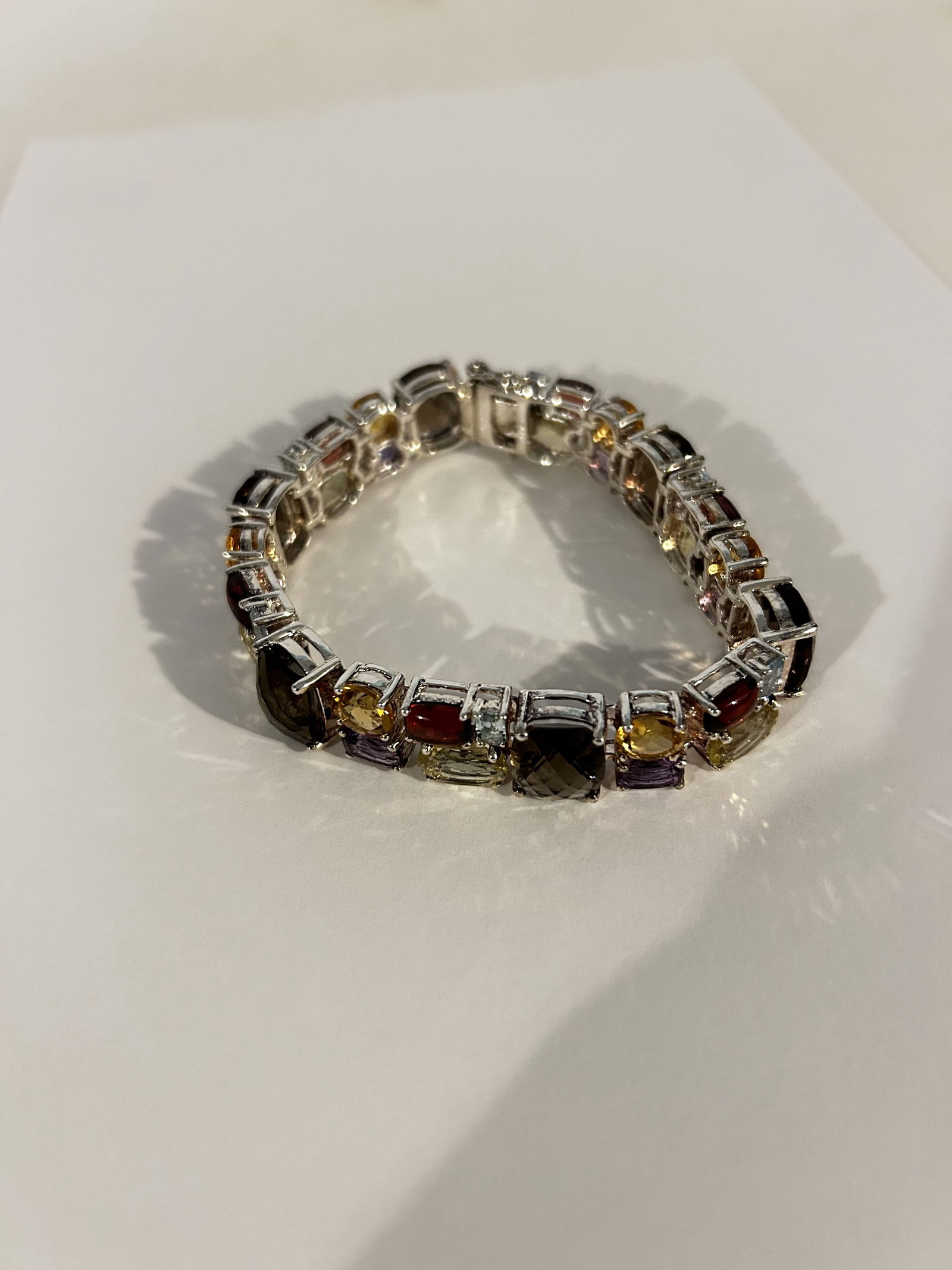 Vintage Sterling Silver multi gemstone Bracelet 7" (1 of 5)