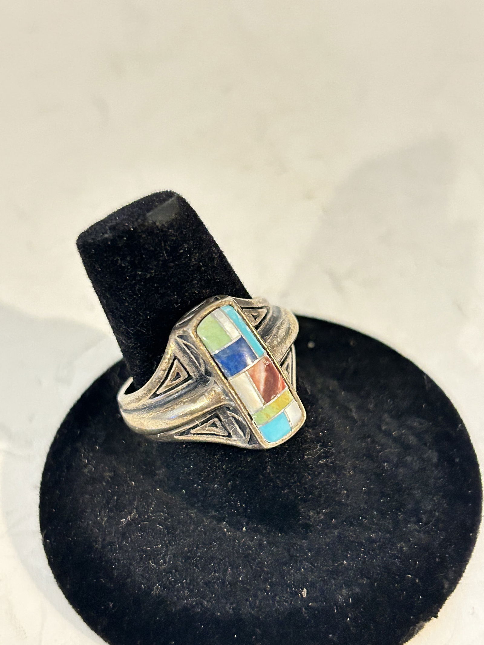 Carolyn Pollack 925 Sterling Silver Multi Stone Mosaic Inlay Ring sz 8 (1 of 6)