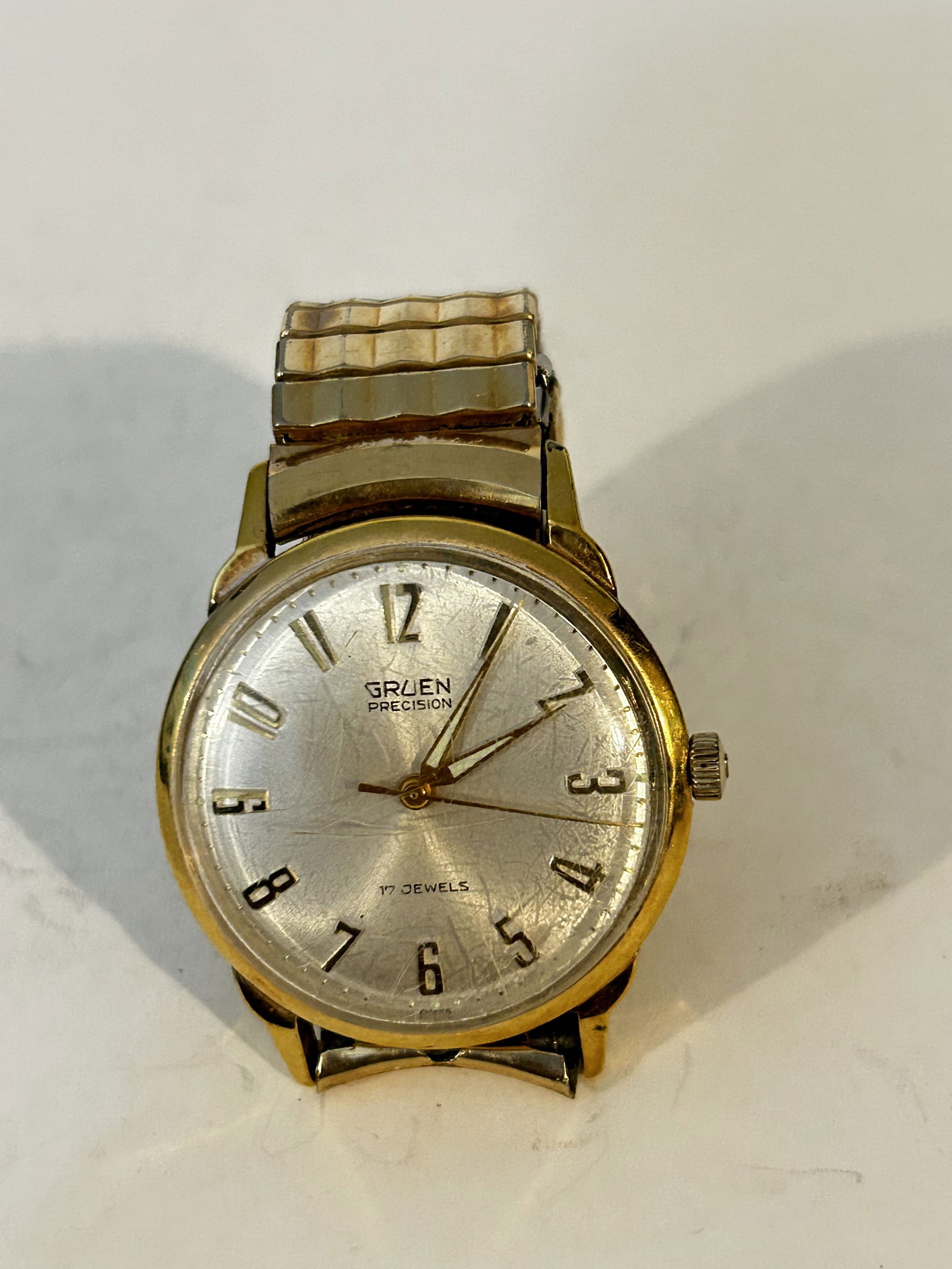 RARE Vintage Gruen Precision Gold filled Mens Swiss Watch 1960s works great!!! Has light scratches (1 of 5)