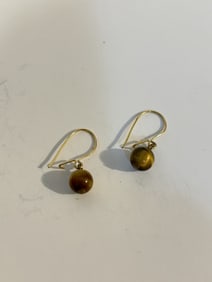 Vintage 14K Gold tigers eye earrings
