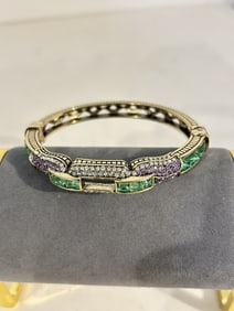 Vintage Heidi Daus Swarovski Crystal Hinged Bangle Bracelet