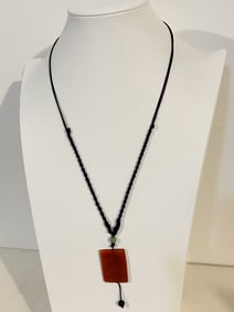 Vintage gemstone pendant Necklace 22"