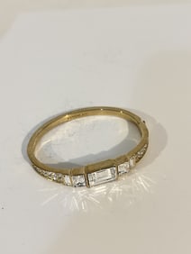 Vintage GIVENCHY Art Deco Style Rhinestone/Crystal goldtone Statement Bracelet 7" signed