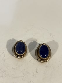 Vintage Sterling Silver Lapis Blue Earrings