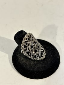 Vintage sterling silver marcasite thailand ring sz 8