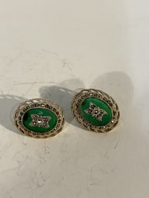 Vintage Sterling Silver green marcasite Earrings