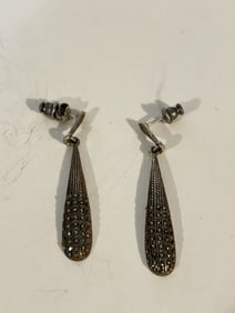 Vintage Sterling Silver marcasite tear drop Earrings