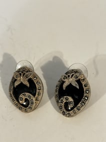 Vintage Sterling Silver marcasite butterfly Earrings