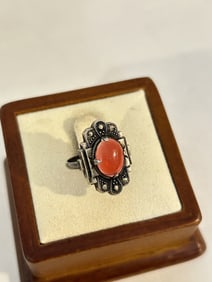 Vintage Sterling Silver gemstone Ring sz 5
