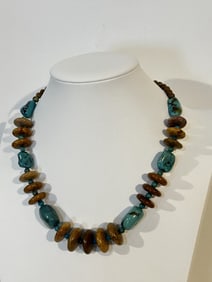 Jay King turquoise sterling silver bead Necklace 21"