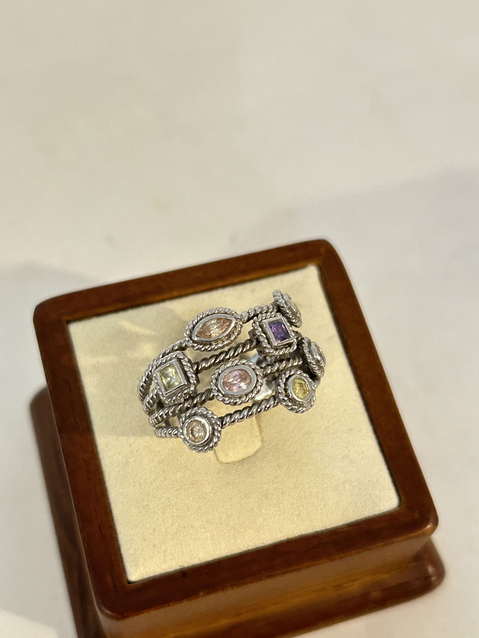 Joseph Esposito ESPO 925 Sterling Silver Multi Colored Cubic Zirconia Band Ring sz 11 (1 of 6)