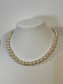 Vintage WW 925 sterling silver freshwater pearls necklace 16"