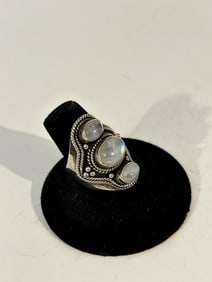 Vintage Sterling Silver tourmaline Ring sz 8.5