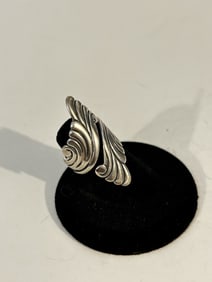 Vintage Sterling Silver modernist Ring sz 6