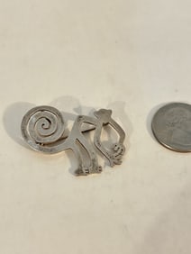 Vintage Sterling Siver monkey Brooch