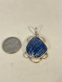 Vintage Sterling Silver blue Pendant