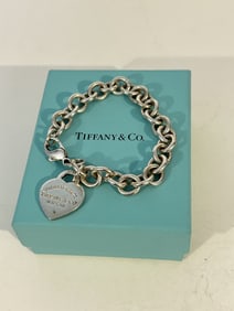 Large 8" Please Return to Tiffany New York Jumbo Heart Tag Charm Bracelet
