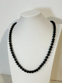 Vintage Sterling Silver tourmaline beaded Necklace 26"