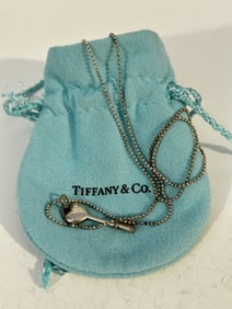 Tiffany & Co Sterling Silver Heart Key Locket Necklace Pendant Charm 18"