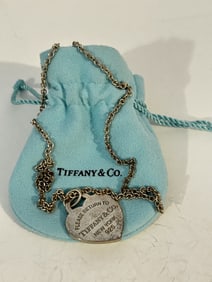16" Please Return to Tiffany & Co Silver New York 925 Heart Tag Necklace