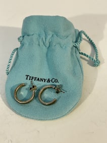 Tiffany & Co 1837 Sm 17mm Hoop Love Earrings Sterling Silver