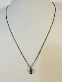 Vintage Sterling Silver baby shoe pendant Necklace 20"