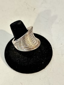 Vintage sterling silver Modernist ring sz 8