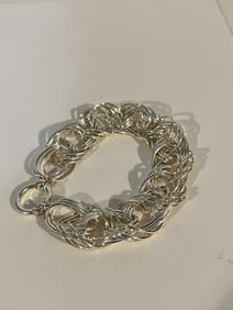 Vintage Sterling Silver wide Bracelet 9"