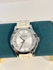 Vintage COACH Signature Swiss Quart Watch Stainless Steel Silver Dial works