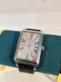 Stuhrling Original Uptown Ozzie XL Silver Face Black Band like new Condition needs bat