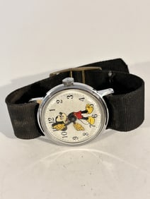 Vintage 1968 US Time Mickey Mouse Fun Timer 30mm Case Watch working