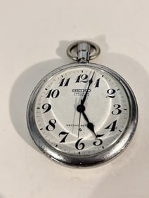 Seiko Precision Vintage Pocket Watch Manual 21 Jewels Open Face Japan