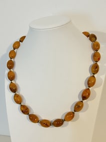 Vintage tested amber beaded Necklace 23"