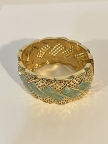 Vintage green enamel rhinestone Bracelet 8"