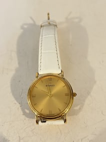 Vintage Movado Watch Roman Numerals 87-E4-0885 Mens w/ Original Band works needs battery slight