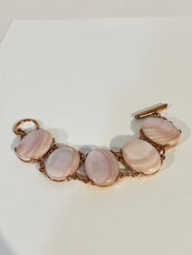 Vintage Bronze mother of pearl Bracelet 7"