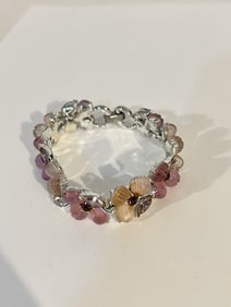 Vintage Lisner Shades of Pink Leaf Design Bracelet 7"
