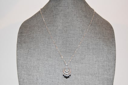 judith ripka sterling silver onyx pendant italy necklace 24"