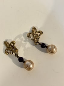 Vintage old Sterling Silver pearl Earrings
