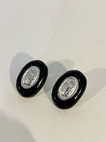 Vintage Givenchy Black Enamel Clip-on Earrings 1980s Paris New York