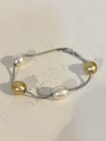 Honora Sterling Silver Cultured Pearl beaded Bracelet 7"