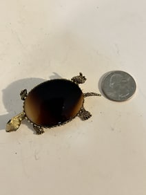 Vintage turtle goldtone Brooch 2 3/4"