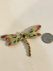 Jay Strongwater dragonfly fly Booch Pin Enamel & SWAROVSKI CRYSTALS Lapel