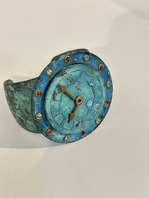 Vintage signed capobianco copper cuff watch dial Bracelet 7"